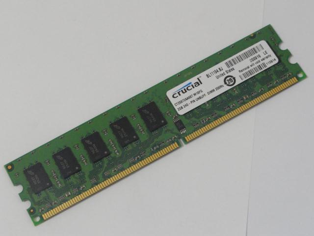 CT25672AA667.M18FG - Crucial 2GB 240p PC2-5300 CL5 18c 128x8 DDR2-667 1.8V ECC UDIMM RFB, CRUCIAL, APL - Refurbished