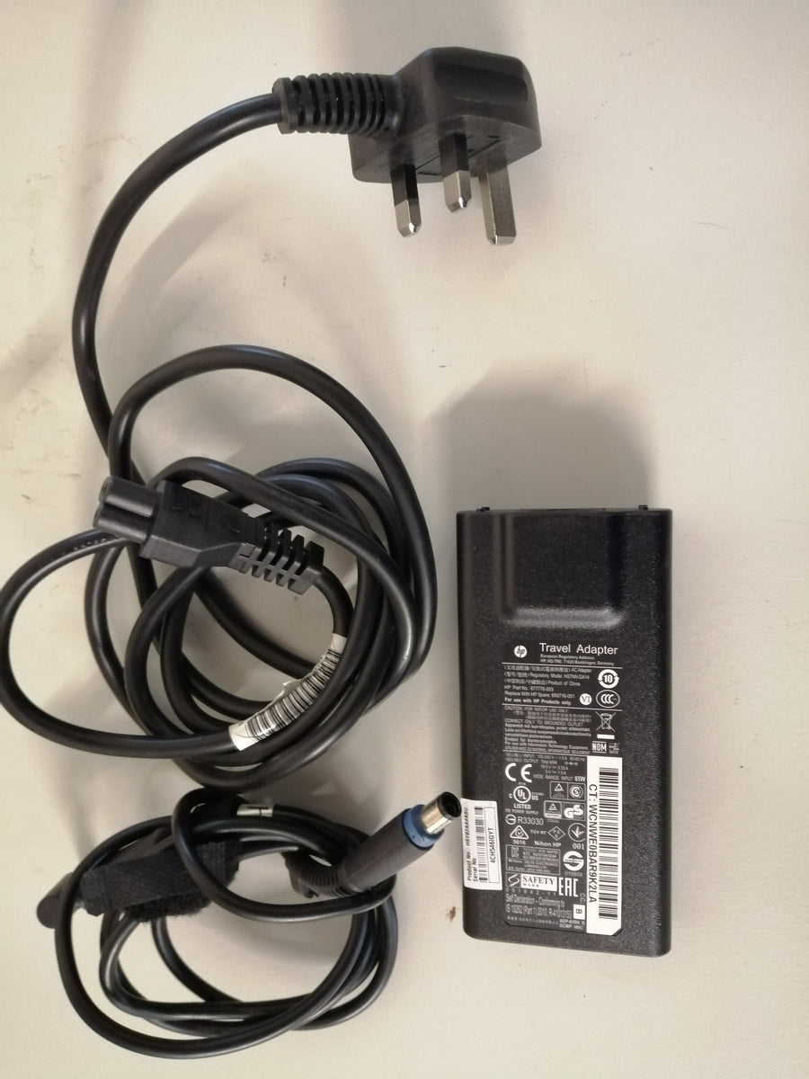 HP TRAVEL ADAPTER  HSTNN-DA14 IN 240 V OUT 19.5V 65 W ( 677776-003 USED )
