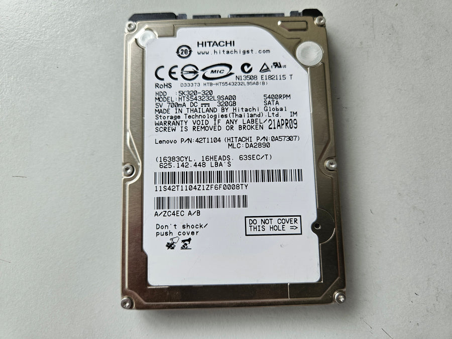 Hitachi Lenovo 320GB 5400RPM SATA 2.5in HDD ( 0A57307 HTS543232L9SA00 42T1104 ) REF