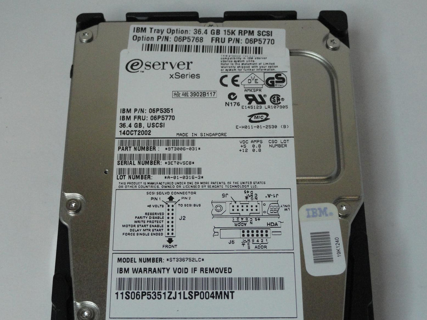 PR25661_9T3006-031_Seagate IBM 36.4GB SCSI 80 Pin 15Krpm 3.5in HDD - Image3