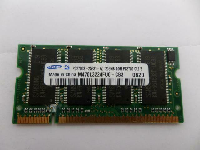 Samsung 256MB PC2700 DDR-333MHz non-ECC Unbuffered CL2.5 200-Pin SoDimm ( M470L3224FU0-CB3 ) REF