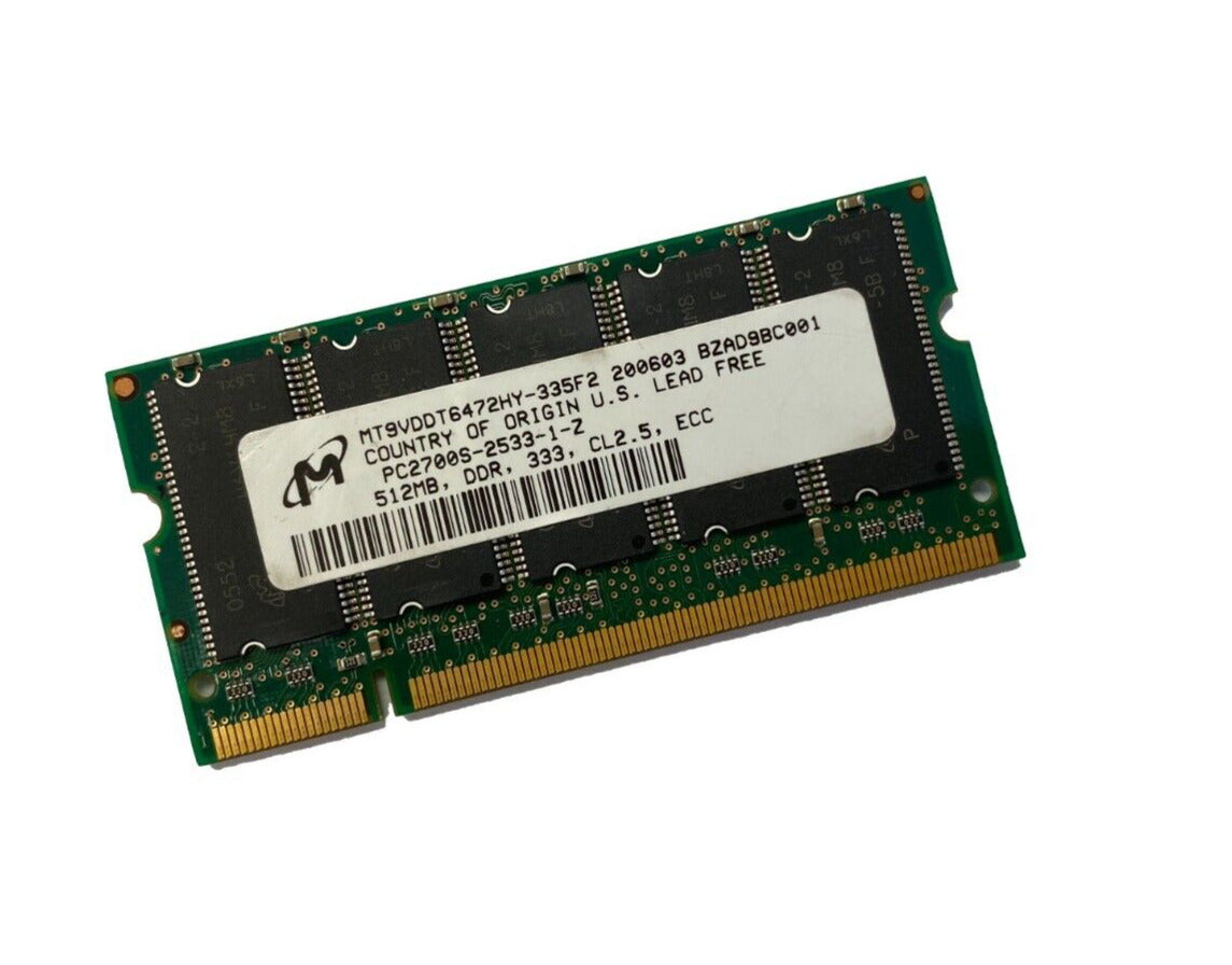 Micron 256MB PC2700 DDR-333MHz non-ECC Unbuffered CL2.5 200-Pin SoDimm ( MT4VDDT3264HY-335C2 ) REF