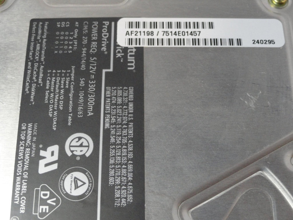 Quantum 540Mb IDE 4200rpm 3.5in HDD ( MV54A211 ) REF