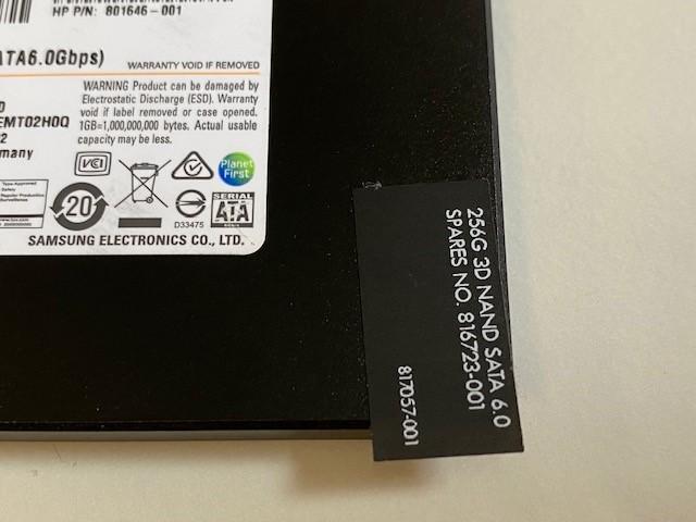 HP SAMSUNG MZ-7LN2560 PM871 2.5" 6GBPS 256GB SSD 816723-001  801646-001 MZ7LN256