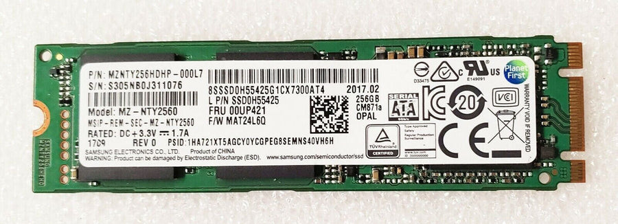 Samsung Lenovo 256GB M.2 2280 SATA III NGFF SSD ( MZ-NTY2560 MZNTY256HDHP-000L7 SSD0H55425 00UP421 ) USED