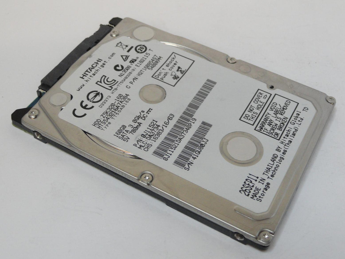 0J11521 - Hitachi 160GB SATA 5400rpm 2.5in HDD - USED