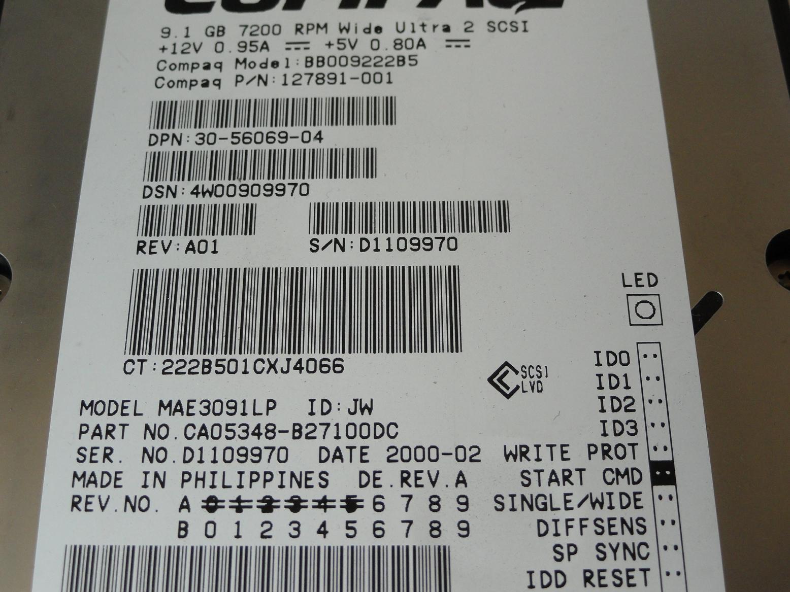 PR24387_CA05348-B27100DC_Fujitsu Compaq 9.1GB SCSI 68Pin 7200rpm 3.5in HDD - Image3