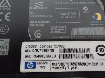 PR20271_nx7300_HP nx7300 1Gb Ram 1.6ghz No HDD Laptop - Image2