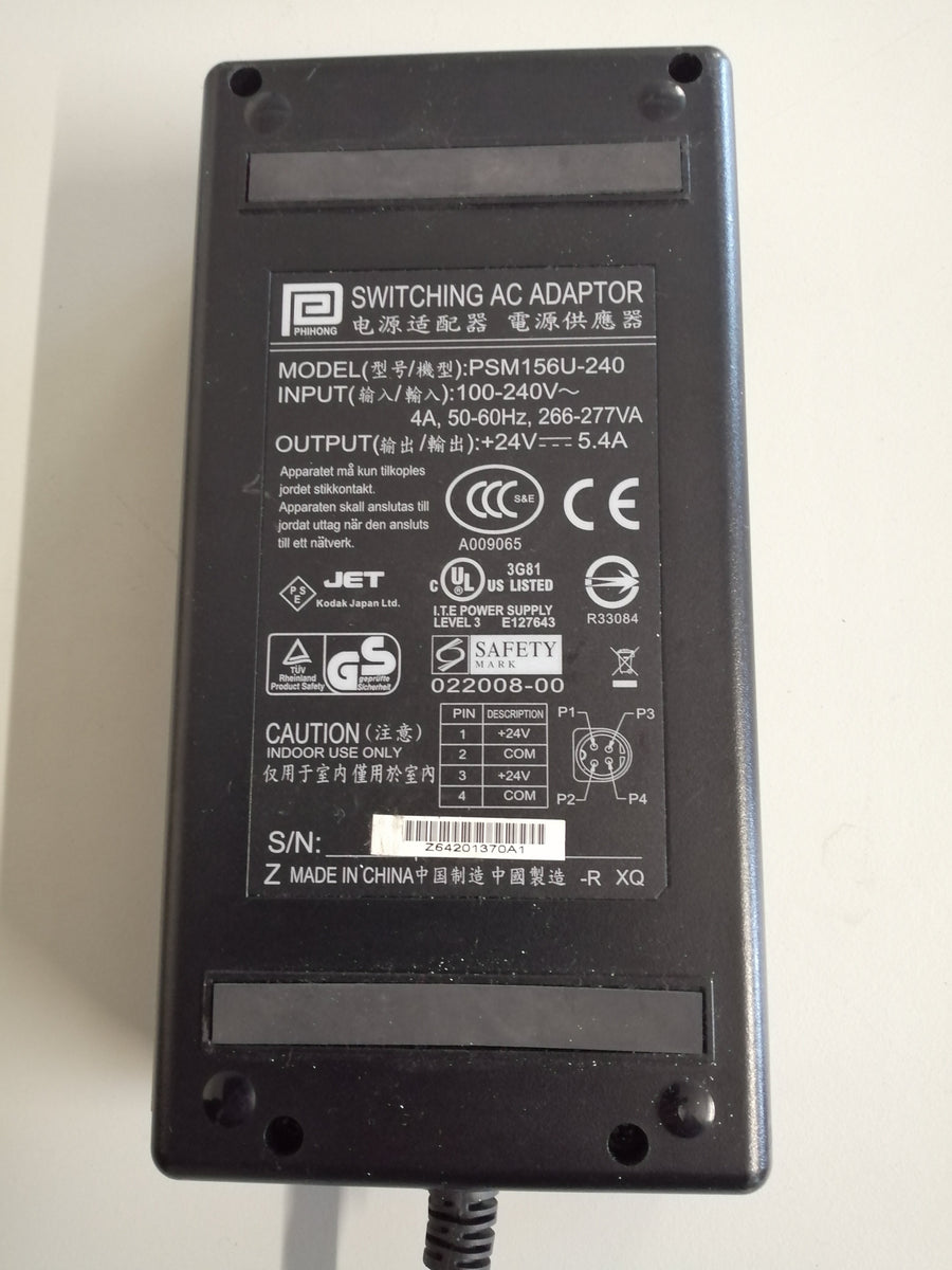 PHIHONG AC ADAPTOR PSM156U-240 IN 240V OUT 24V 4 PIN ( PSM156U-240 USED )