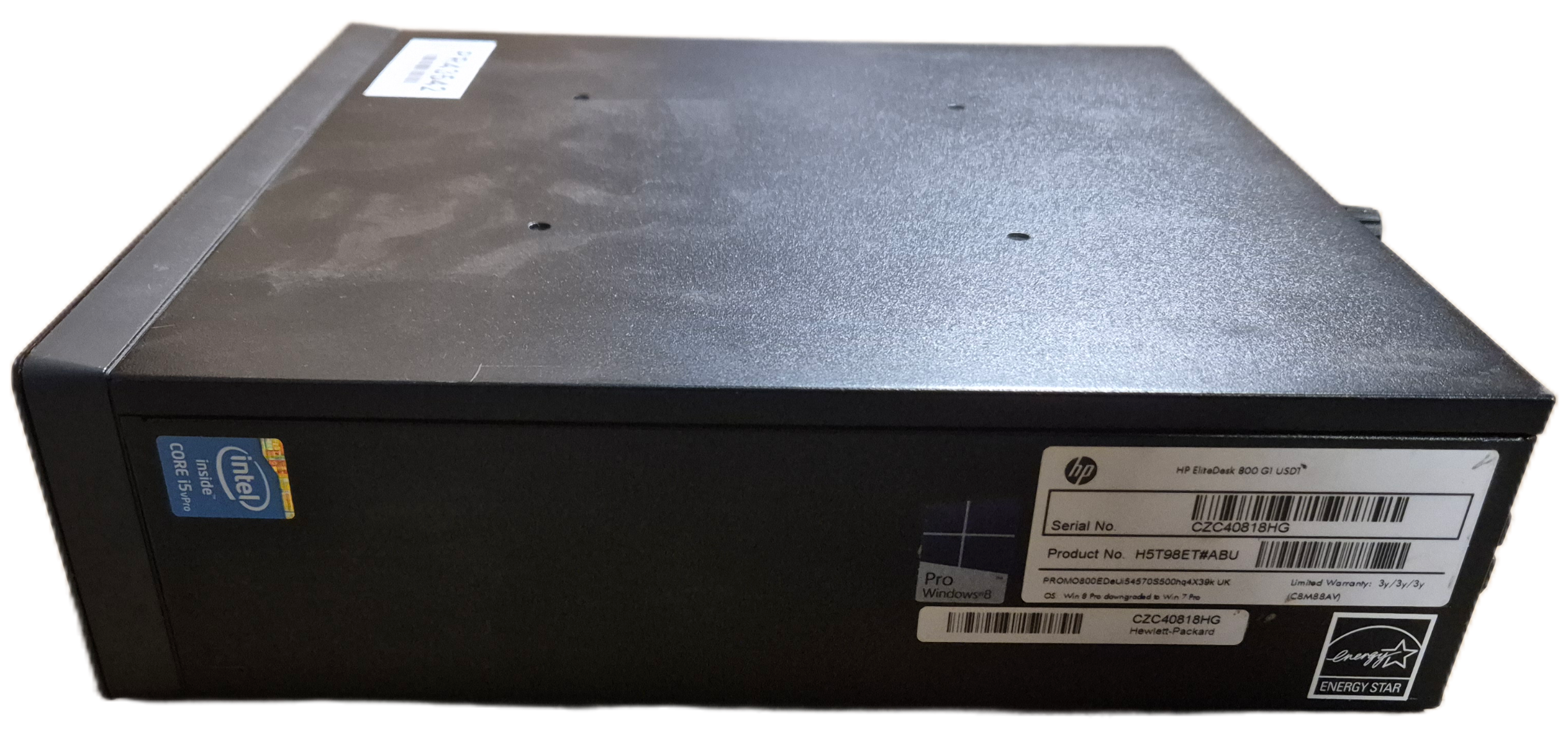 HP EliteDesk 800 G1 USDT 500GB HDD 8GB RAM DVD i5-4570s 2.9GHz NO OS w/ AC adapter ( HT5T98ET#ABU ) USED