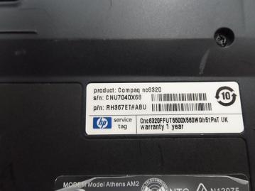 nc6320 - HP nc6320 512Mb Ram 1.6Ghz No HDD Laptop - Dark Gray - With PSU - USED