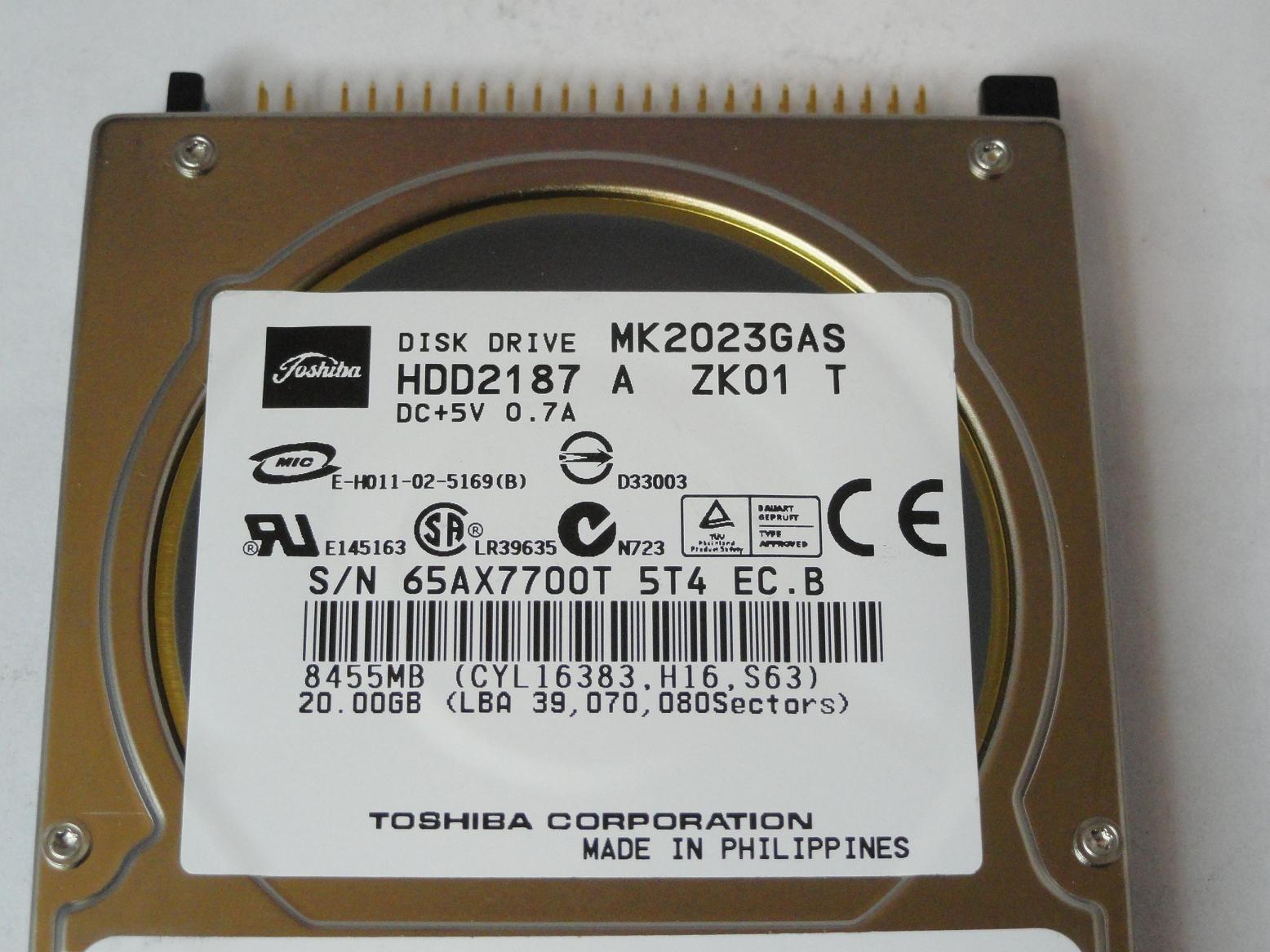 PR01757_HDD2187_Toshiba 20GB IDE 4200rpm 2.5in HDD - Image3