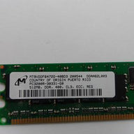 Micron Crucial 512MB PC3200 DDR-400MHz ECC Registered DIMM Memory Module ( MT9VDDF6472G-40BD3 CT6472Y40B-9LFD ) REF