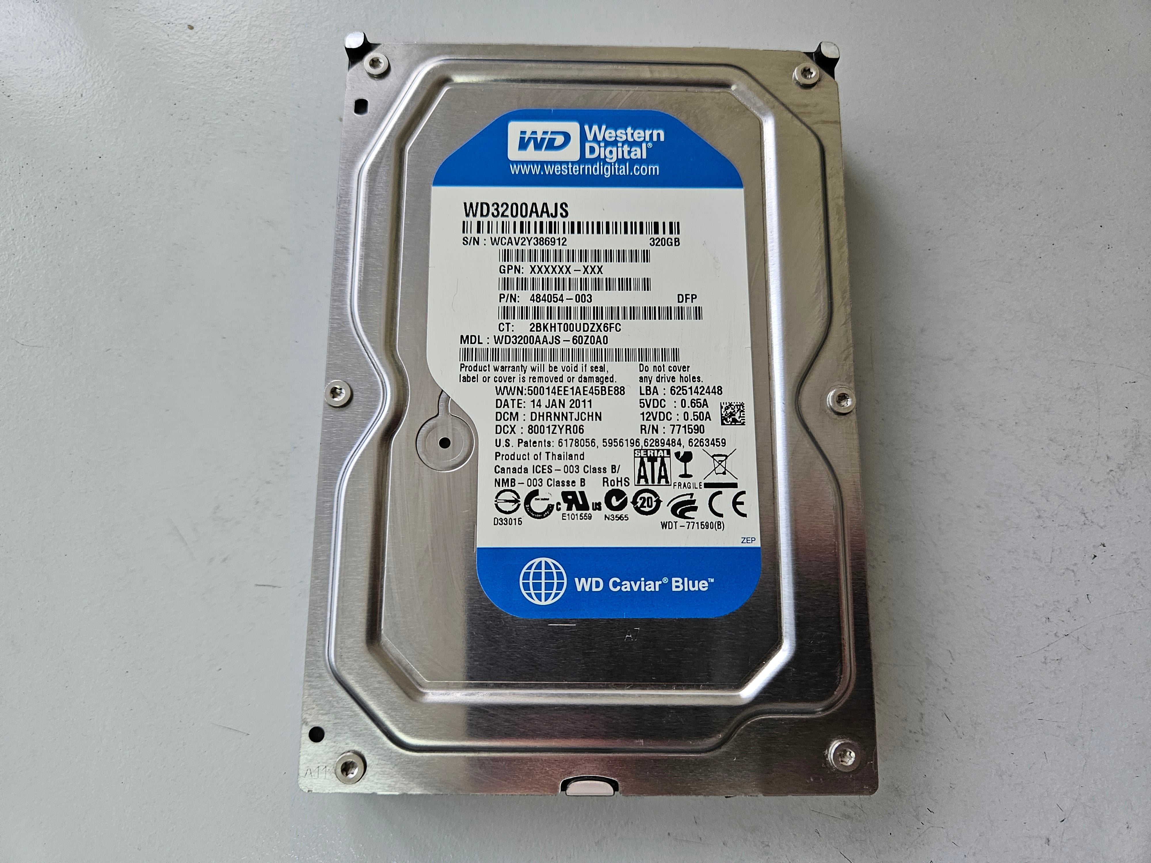 Western Digital HP 320GB SATA 7200rpm 3.5in HDD ( WD3200AAJS WD3200AAJS-60Z0A0 586969-001 484054-003 ) REF