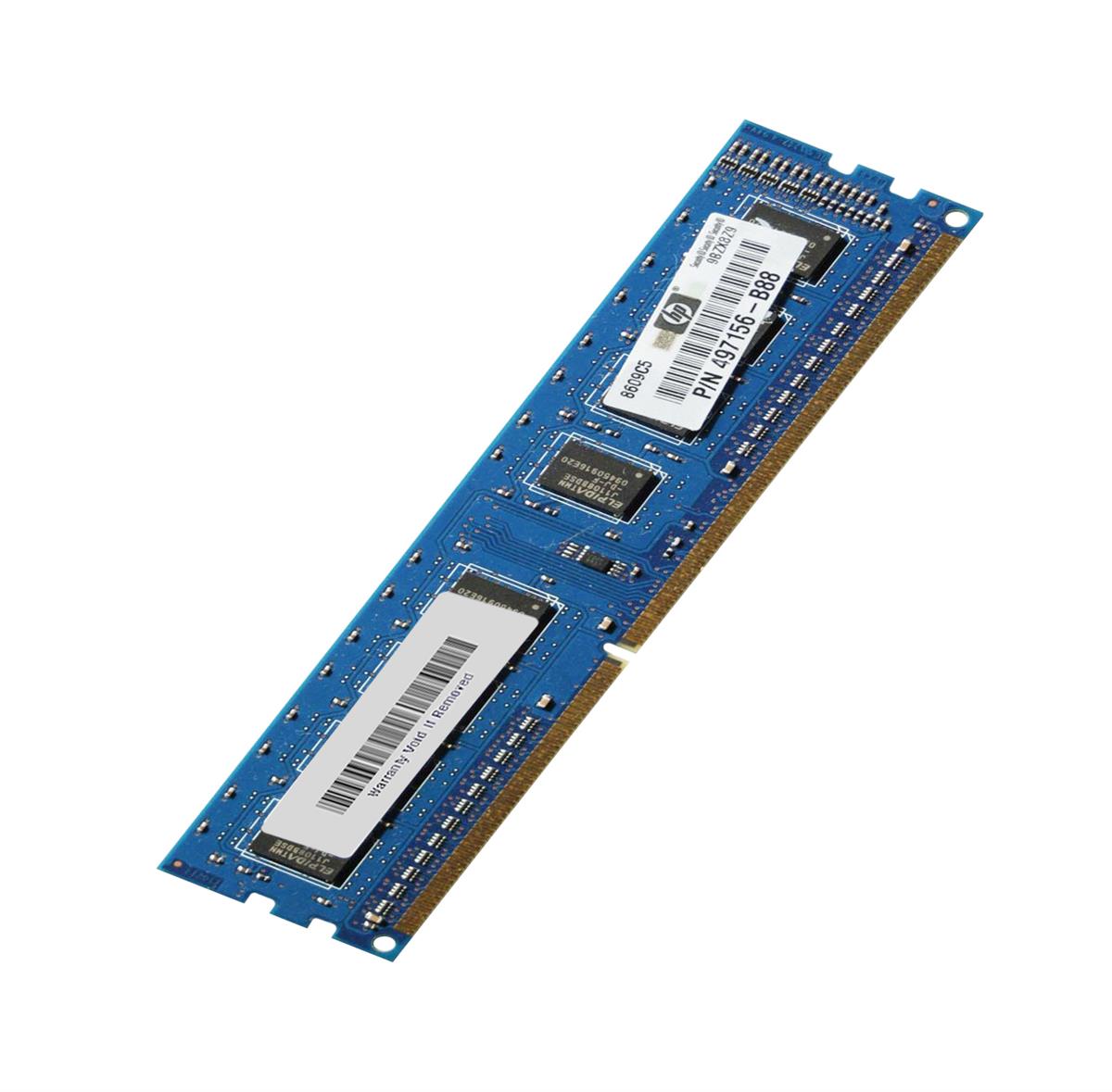 Elpida HP 1GB PC3-10600 DDR3-1333MHz non-ECC Unbuffered CL9 240-Pin DIMM ( EBJ10UE8BDF0-DJ-F 497156-D88 ) REF