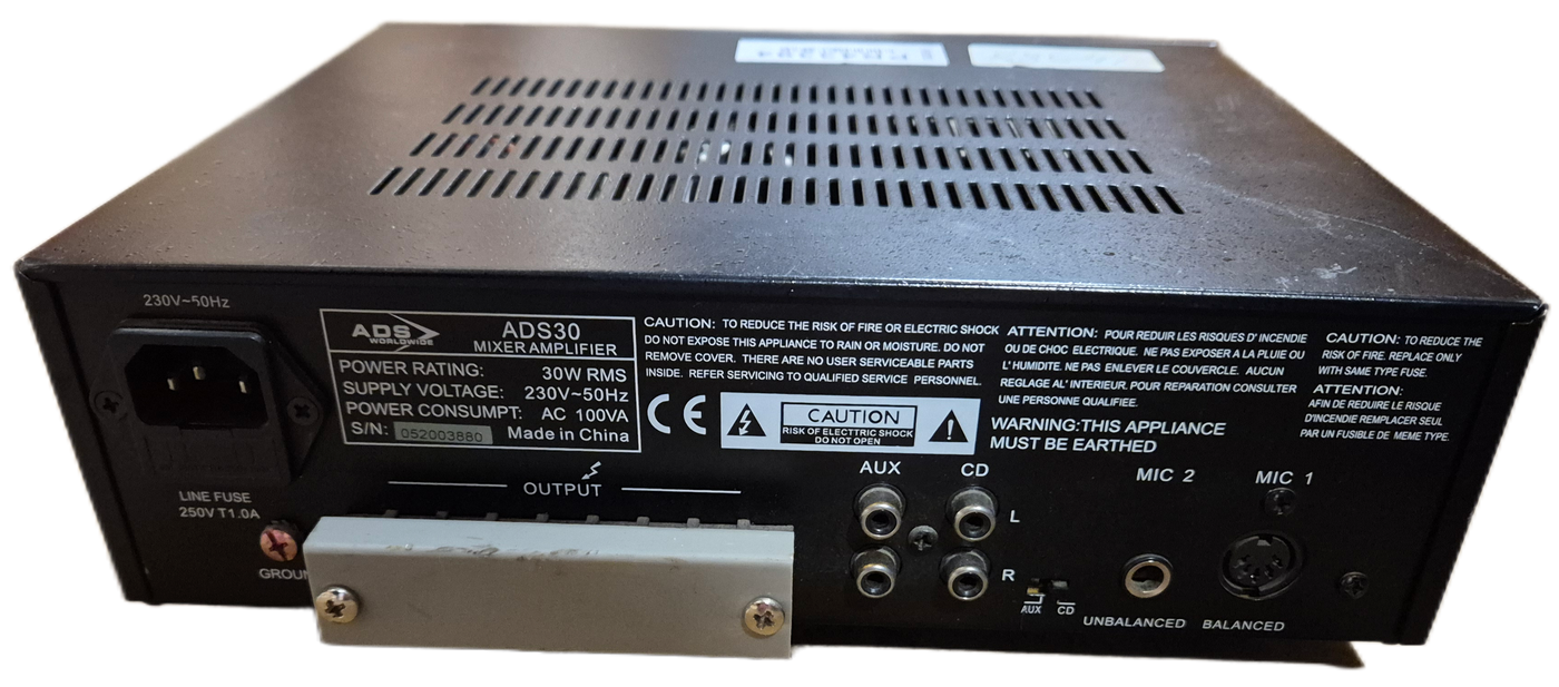 ADS Worldwide 30W Mixer Amplifier ( ADS30 ) USED