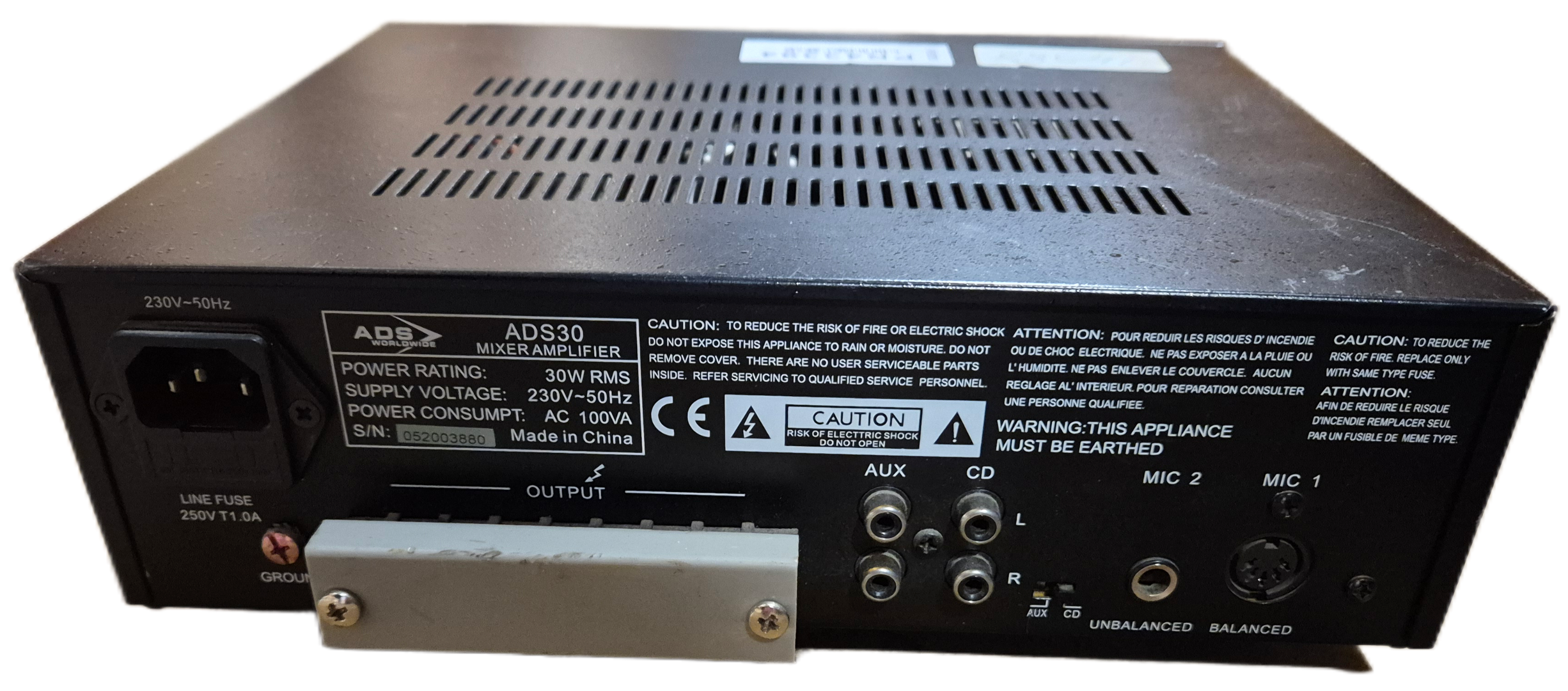 ADS Worldwide 30W Mixer Amplifier ( ADS30 ) USED