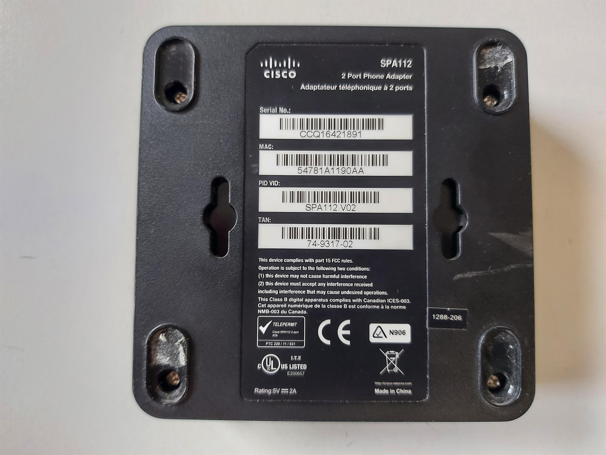 Cisco SPA112 2-Port Phone Adapter (SPA112)