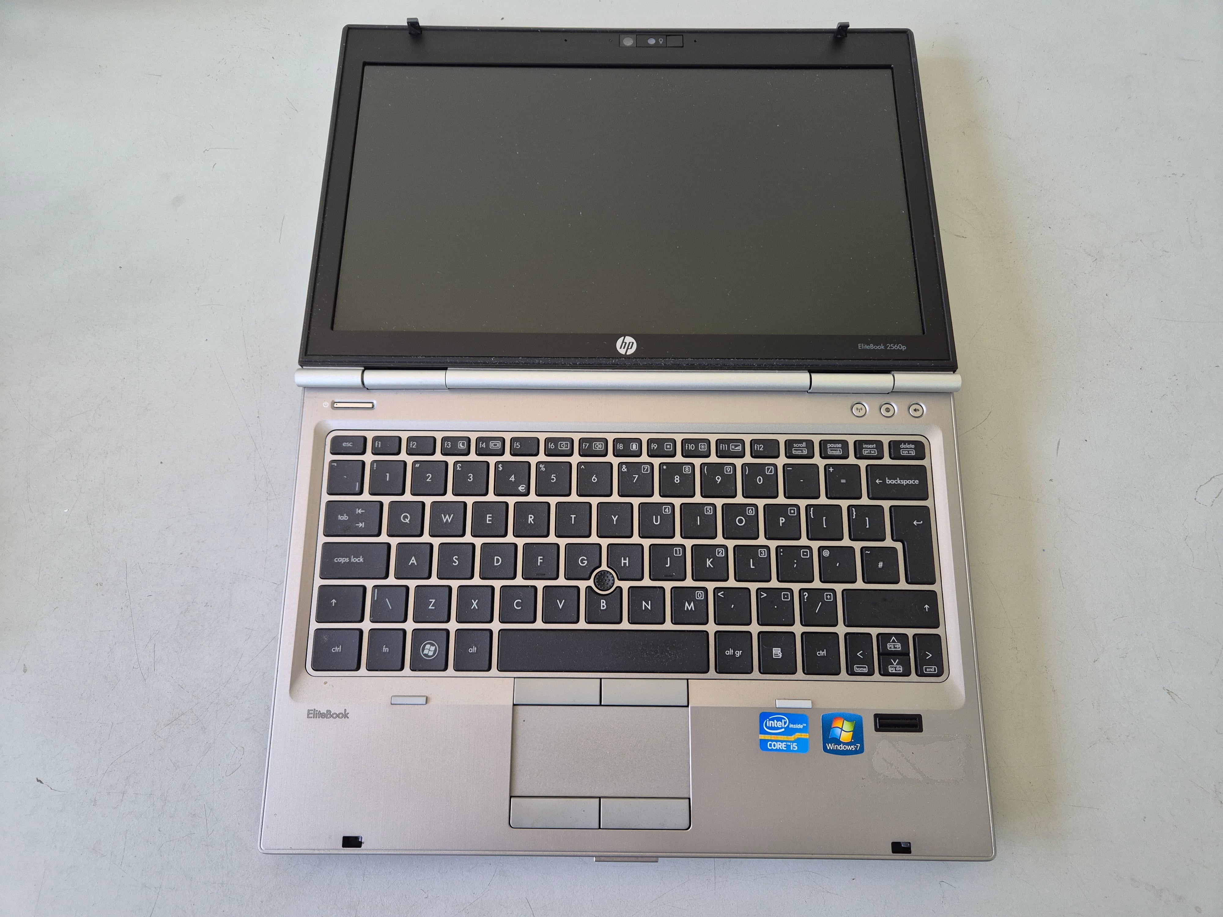 HP EliteBook 2560p 320GB HDD 4GB RAM i5-2450M 2.5GHz DVD Win7Pro 12.5" BATTERY UNKNOWN USED