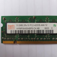 Hynix 512MB PC2-4200 DDR2-533MHz non-ECC Unbuffered CL4 200-Pin SoDimm Dual Rank Memory Module (HYMP564S64BP6-C4)