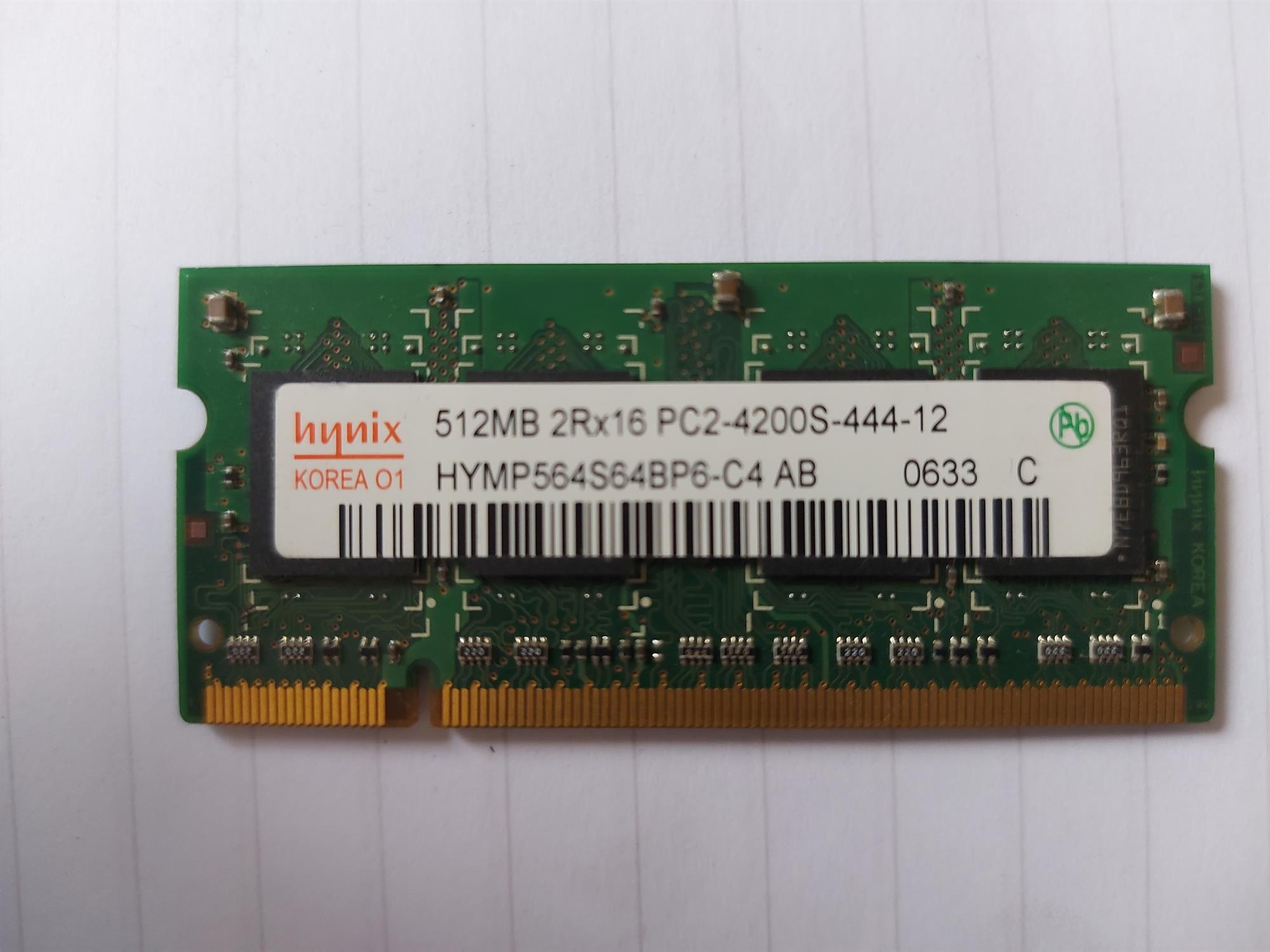 Hynix 512MB PC2-4200 DDR2-533MHz non-ECC Unbuffered CL4 200-Pin SoDimm Dual Rank Memory Module (HYMP564S64BP6-C4)