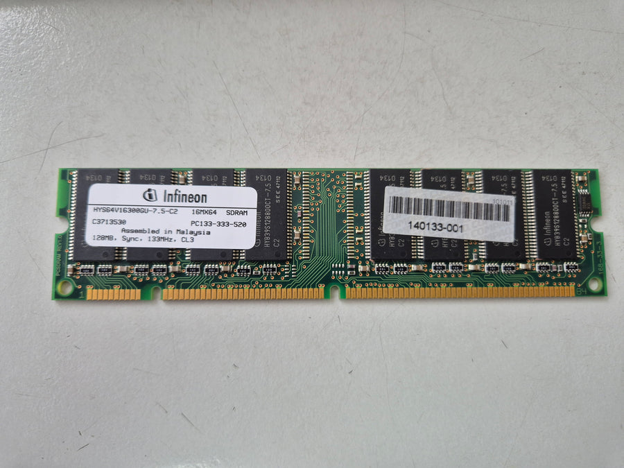 Infineon HP 128MB 133MHz 168p PC133 CL3 NonECC SDRAM DIMM ( HYS64V16300GU-7.5-C2 140133-001 ) REF