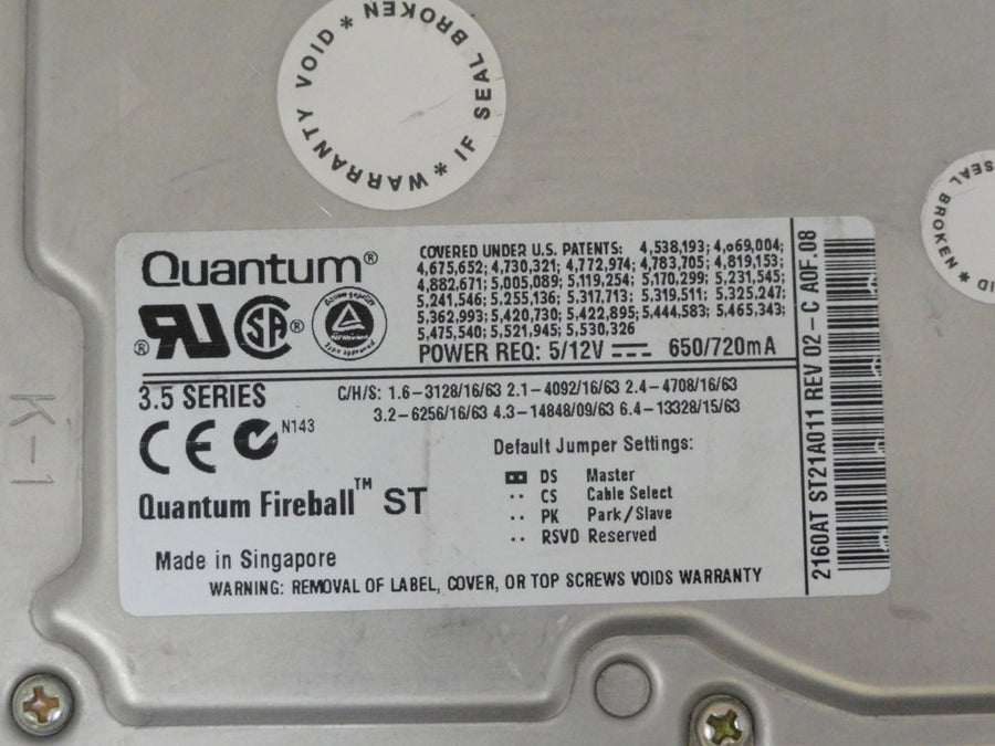 ST21A011 - Quantum 2.1GB IDE 5400rpm 3.5" HDD - Refurbished
