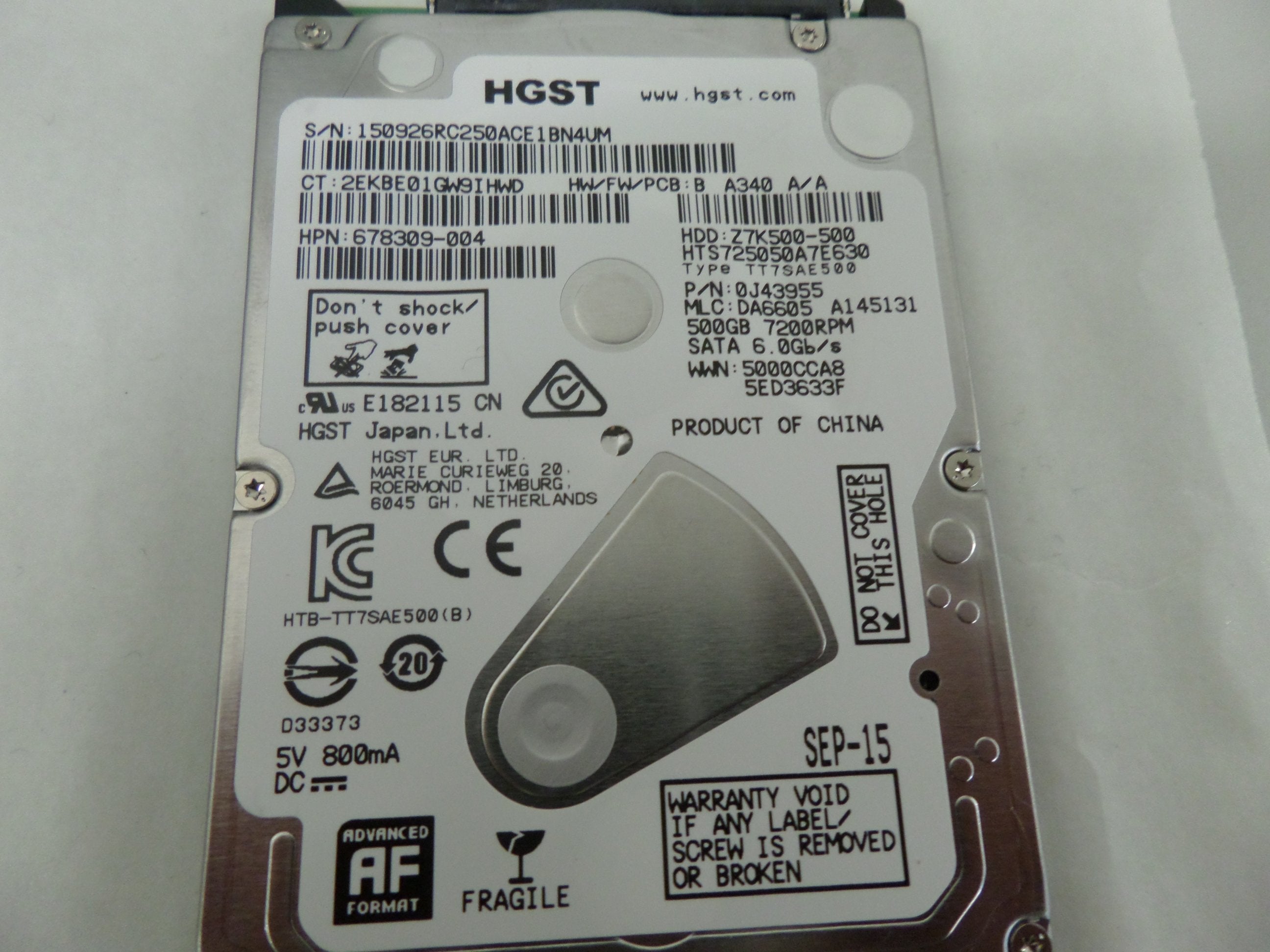 0J43985 - HP HGST Travelstar 500GB SATA 7200RPM 2.5in HDD - Refurbished
