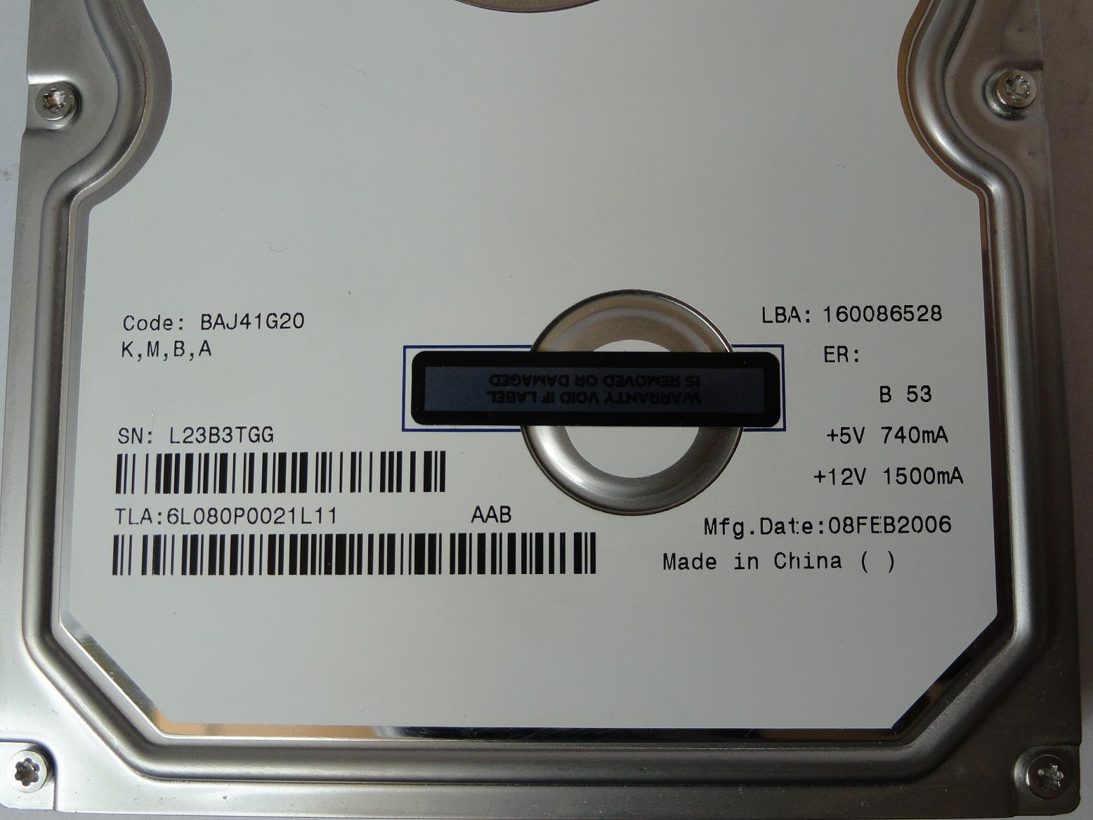 PR20017_6L080P0_Maxtor 80GB IDE 7200rpm 3.5in HDD - Image2
