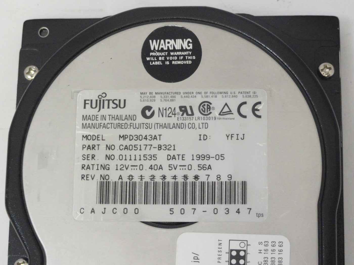 PR19591_CA05177-B93200EW_Fujitsu 4.3GB IDE 5400rpm 3.5in HDD - Image3