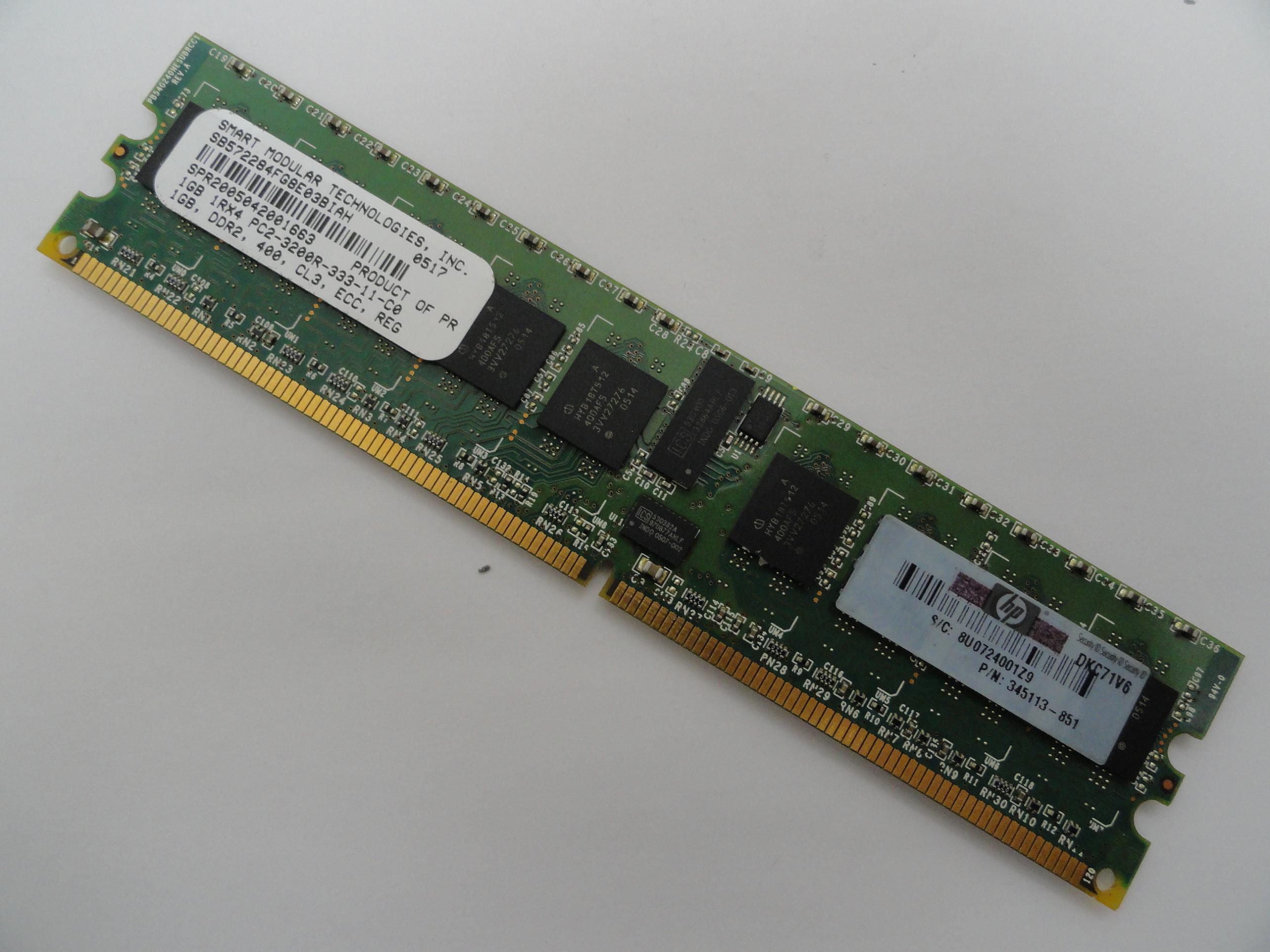 PR10881_PC2-3200R-333-11-C0_SMT HP 1Gb PC2-3200R DDR2-400 CL3 ECC Reg RAM - Image3