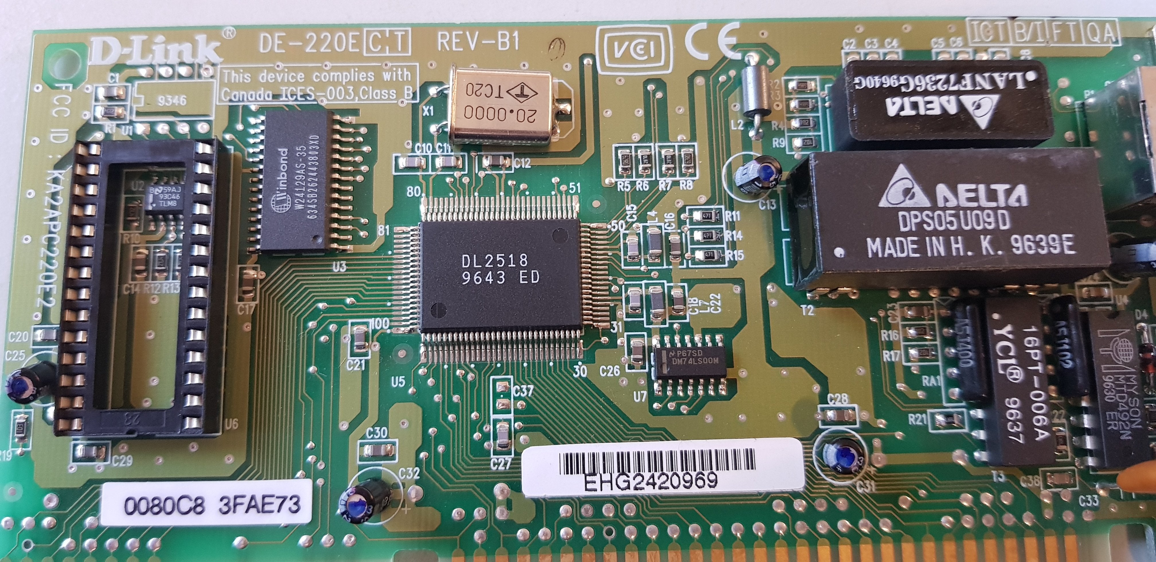 D-Link DE-220ECT Ethernet ISA Internal Server Network Adapter (DE-220ECT)