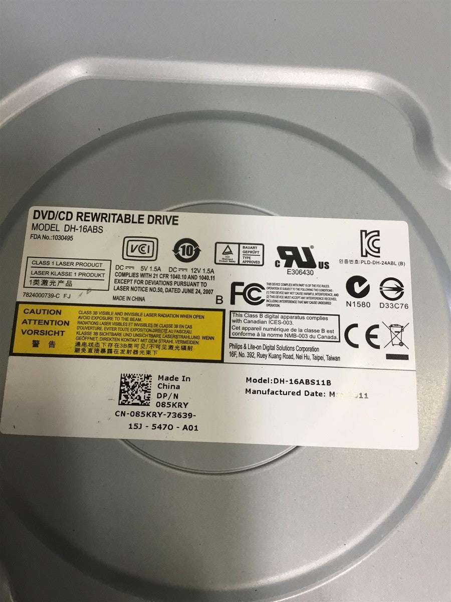 Dell DH-16ABS 5.25" DVD/CD-RW SATA Black Bezel Drive ( 085KRY ) USED