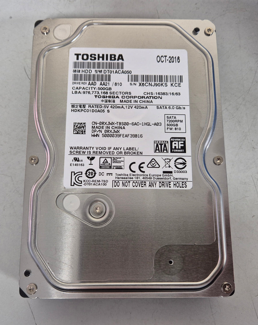 Toshiba Dell 500GB 7200RPM SATA 3.5" HDD ( DT01ACA050 HDKPC01D0A05 0RXJWX ) REF