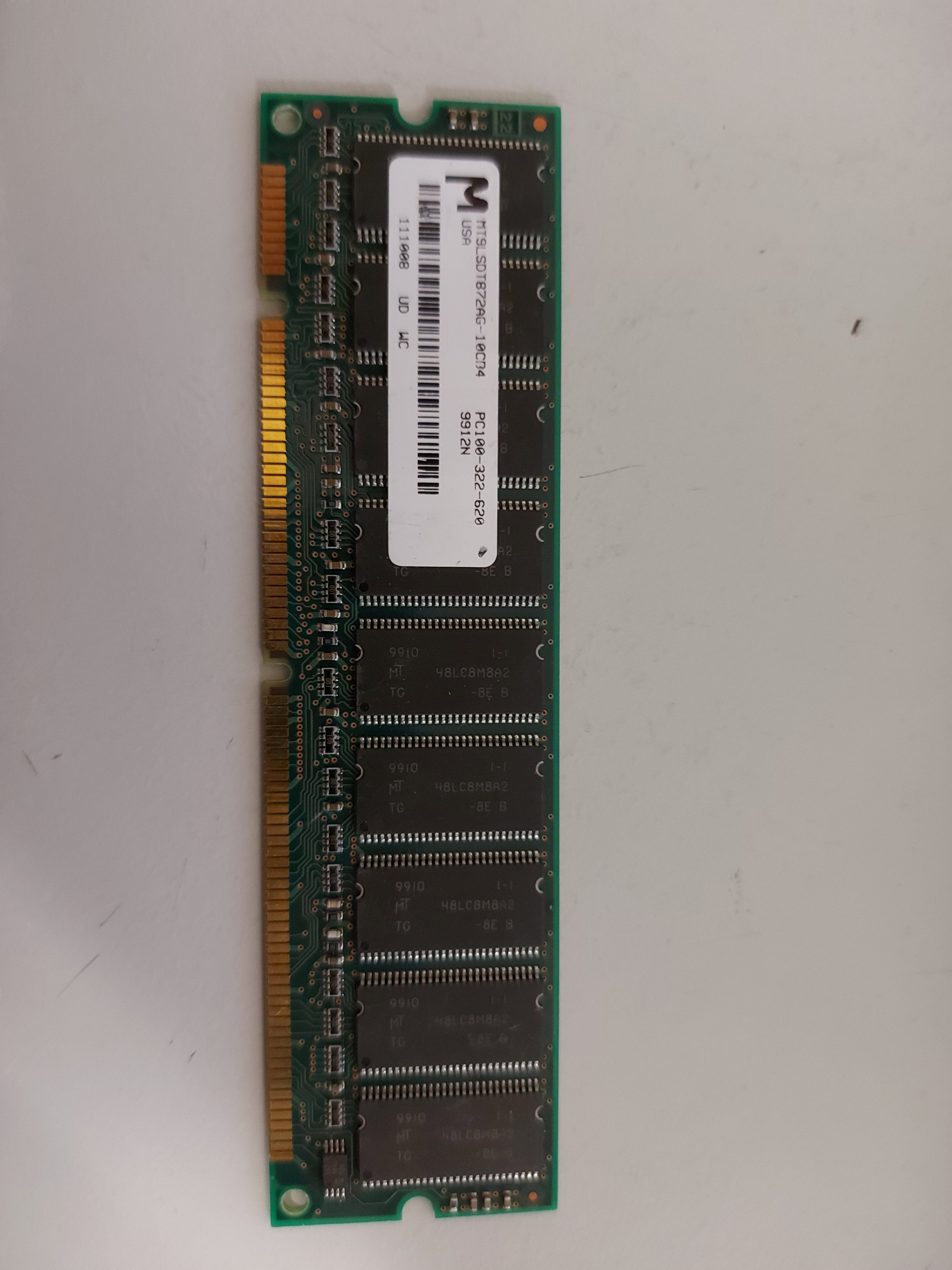 Micron 64MB PC100 100MHz ECC Registered CL2 168P DIMM Module MT9LSDT872AG-10CB4