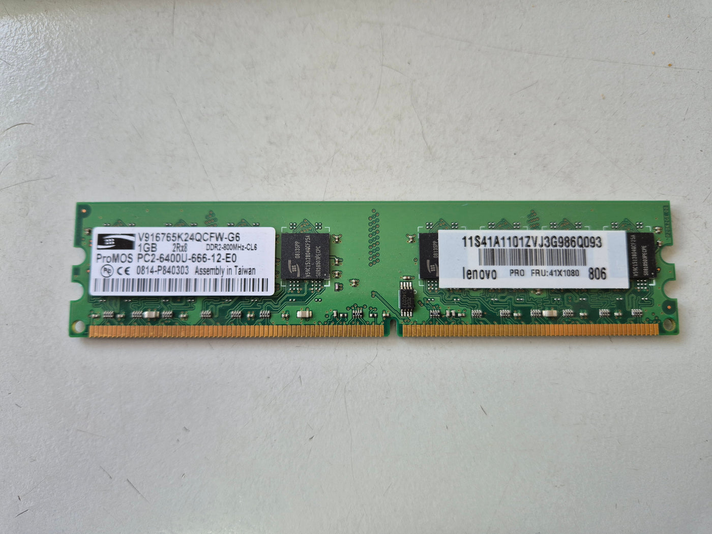 ProMOS Lenovo 1GB PC2-6400 DDR2-800MHz non-ECC Unbuffered CL6 240-Pin DIMM ( V916765K24QCFW-G6 41X1080 ) REF