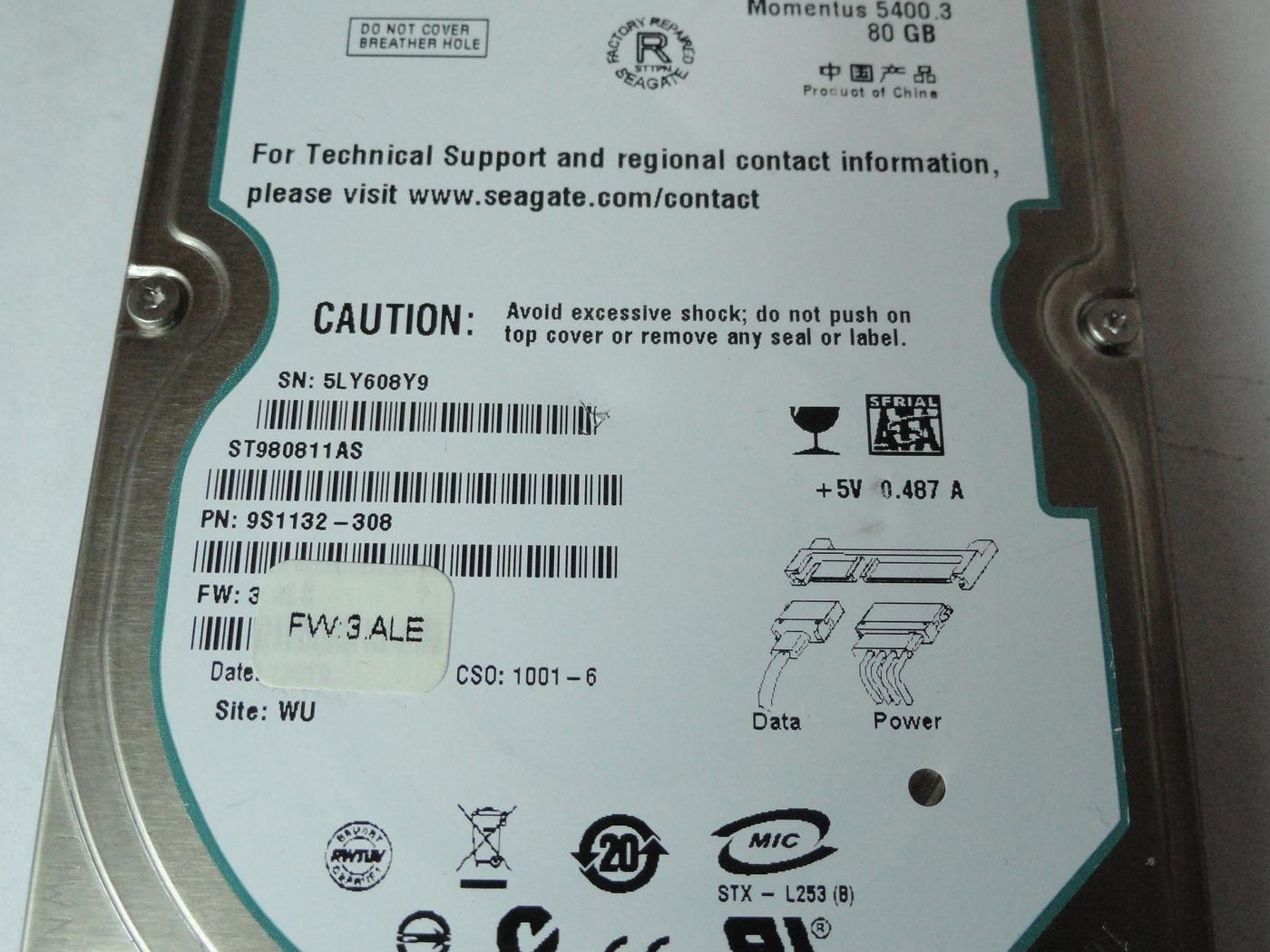 PR23554_9S1132-308_Seagate 80GB SATA 5400rpm 2.5in ReCertified HDD - Image2