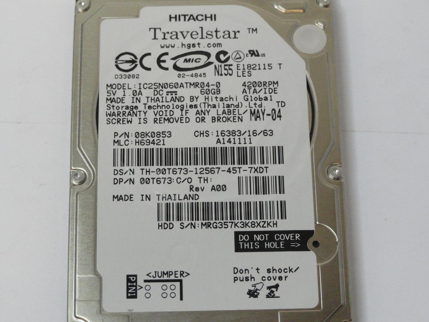 MC6191_08K0853_Hitachi Dell 60GB IDE 4200rpm 2.5in HDD - Image3
