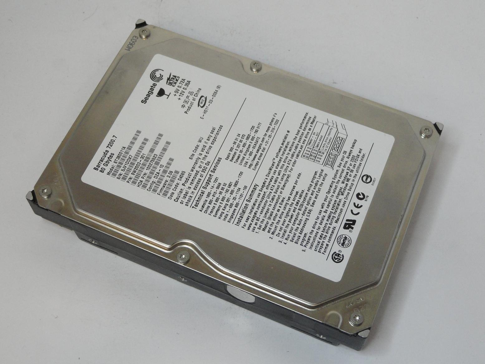 9W2003-301 - Seagate 80GB IDE 7200rpm 3.5in Barracuda 7200.7 HDD - Refurbished