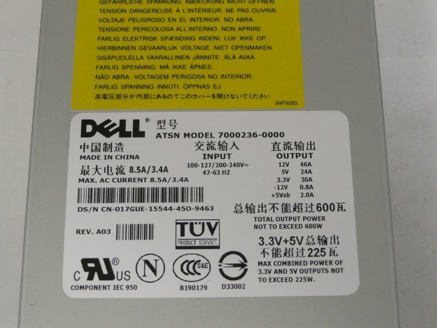 017GUE - Dell Power Supply For PowerEdge 6600 - Refurbished