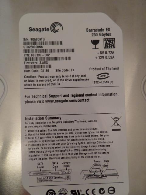 PR06310_9BL13E-302_Seagate 250GB SATA 7200rpm 3.5in HDD - Image3
