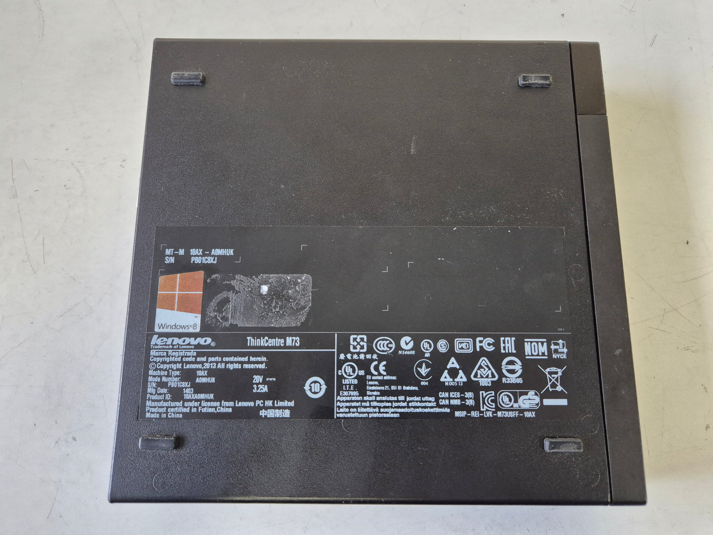 Lenovo ThinkCentre M73 Pentium G3220T 2.60GHz NO HDD 8GB RAM NO OS Mini Desktop NO PSU ( 10AX-A0MHUK ) USED