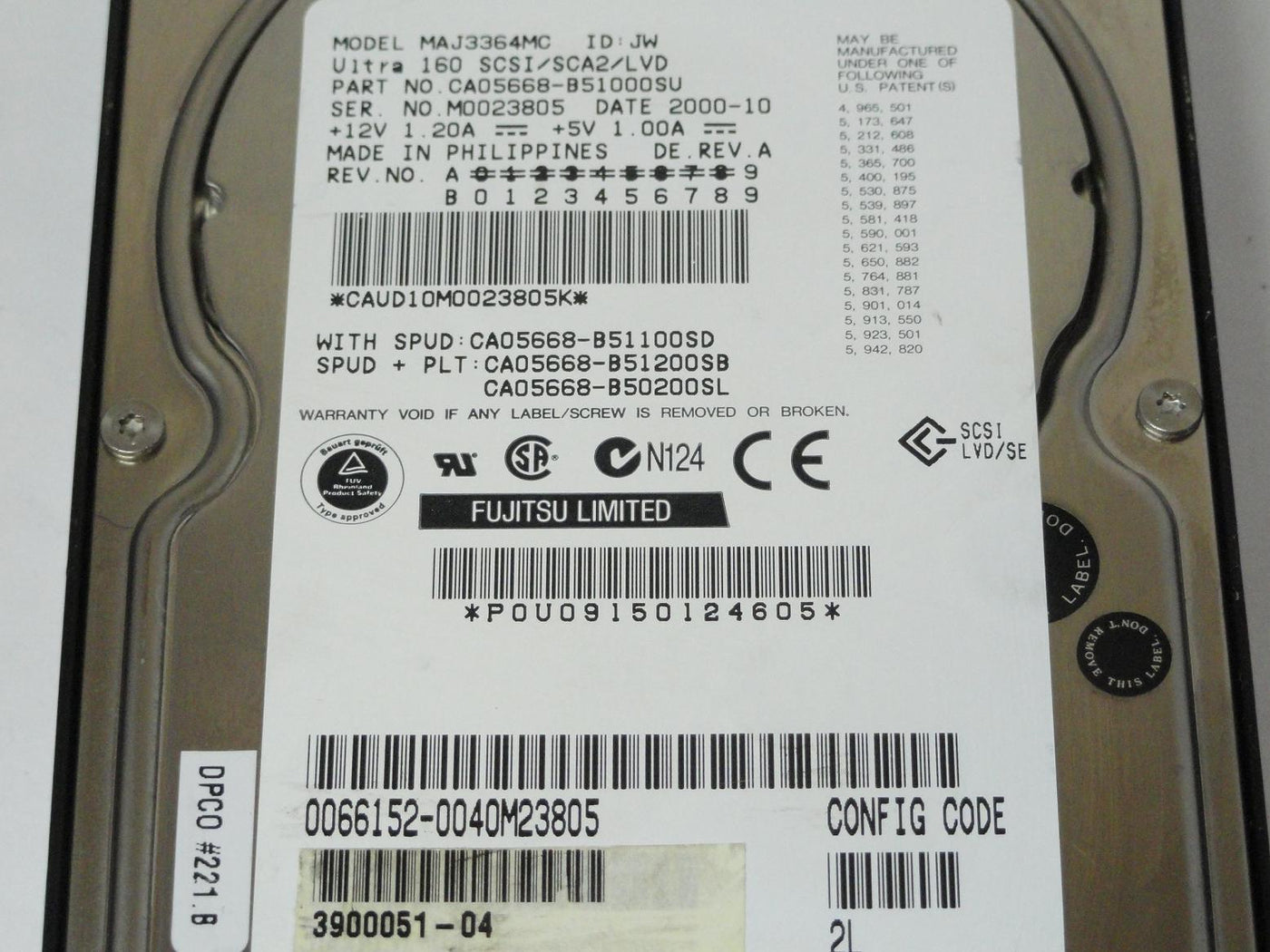 Fujitsu Sun 36.4GB SCSI 80Pin 10Krpm 3.5in HDD ( CA05668-B51000SU MAJ3364MC 390-0051-04 ) REF