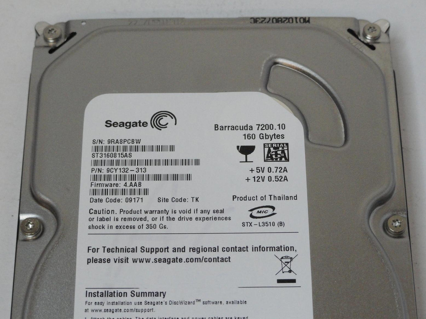 PR12080_9CY132-313_Seagate 160GB SATA 7200rpm 3.5in HDD - Image2