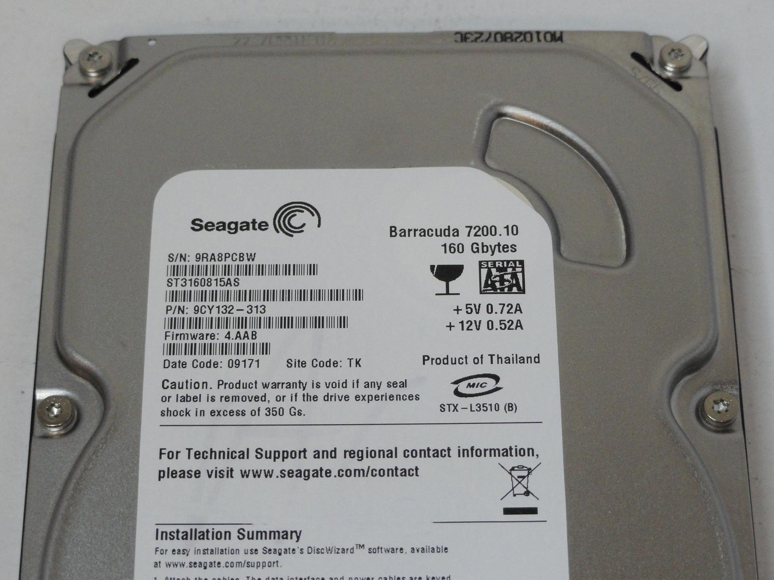 PR12080_9CY132-313_Seagate 160GB SATA 7200rpm 3.5in HDD - Image2