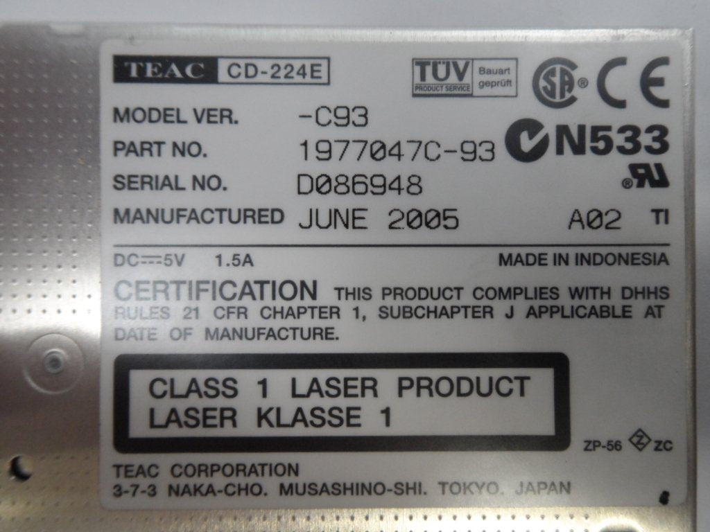 Teac 24X Max CD-ROM Drive CD-224E CD224E-A23 1977047A-23 D4383-60091