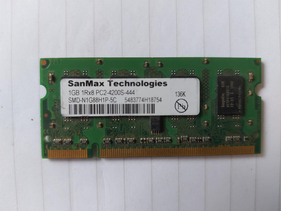 SanMax 1GB PC2-4200 533MHz 200pin nonECC CL4 DDR2 SDRAM SODIMM Memory Module ( SMD-N1G88H1P-5C ) REF