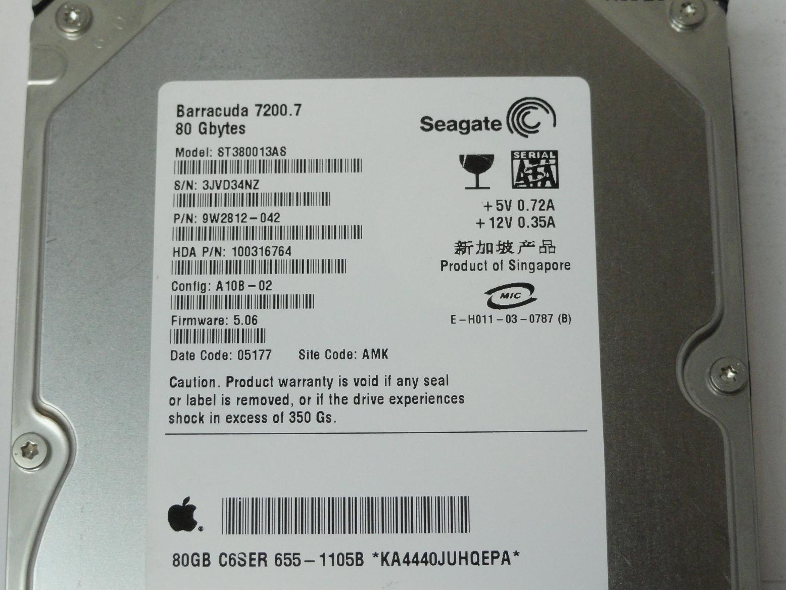 PR25111_9W2812-042_Seagate Apple 80GB SATA 7200rpm 3.5in HDD - Image3