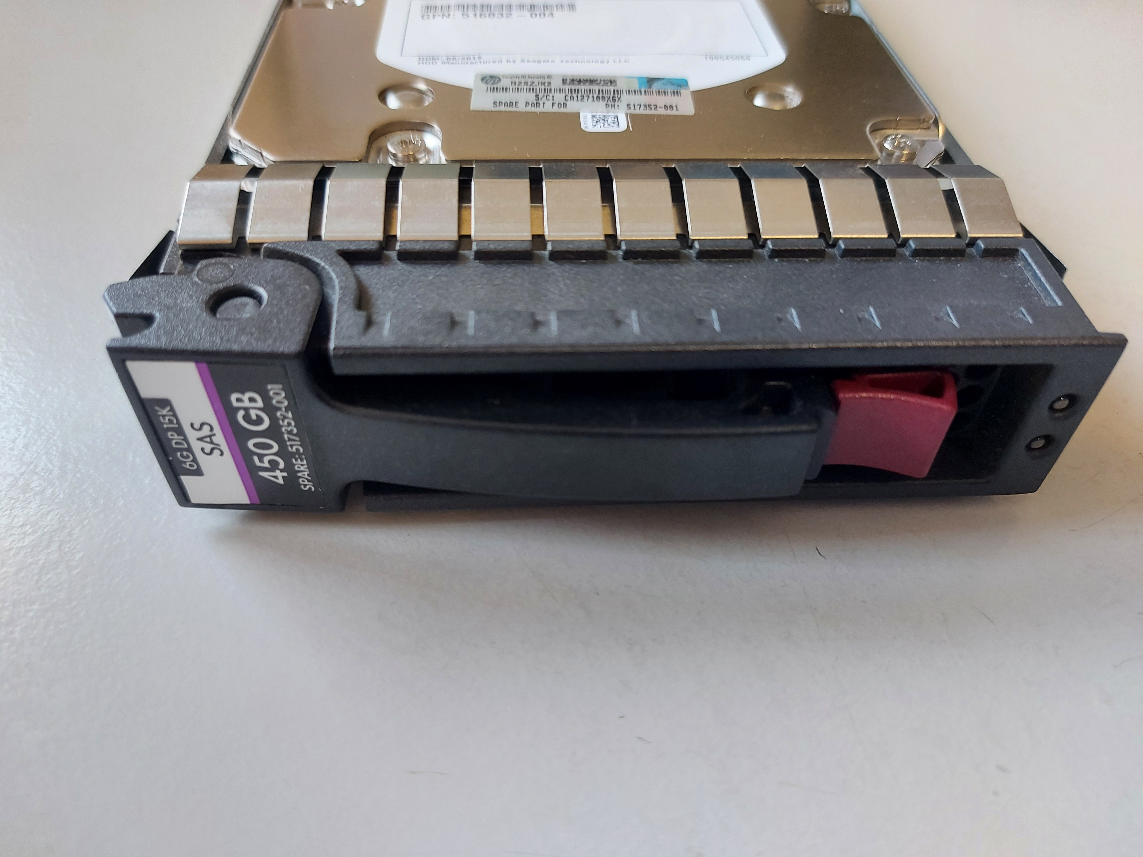 HP Seagate 450GB 15Krpm SAS 3.5in HDD in CADDY ( 9FM066-035 ST3450857SS 516810-002 EF0450FARMV 516832-004 517352-001 ) REF