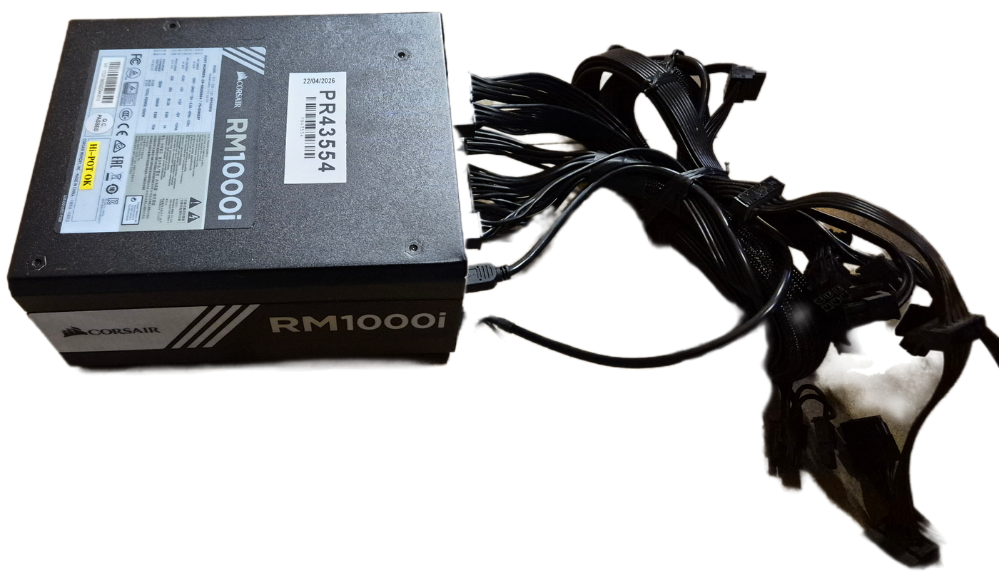 Corsair RM1000i 1000W Fully Modular PSU + Cables ( CP-9020084 75-010837 RPS0010 ) USED